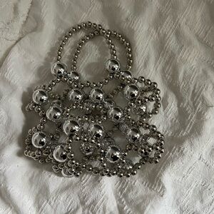 Silver Beaded Handbag